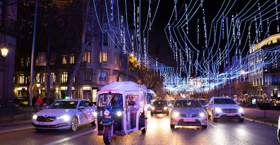 Madrid: Private Christmas Lights Tour by Eco Tuk-Tuk - The Four Seasons and Palacio de las Cortes