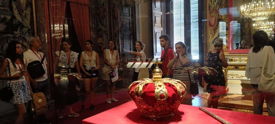 Madrid: Visit to the Royal Palace & Walking Tour of the City - Entering the Royal Palace after the security check
